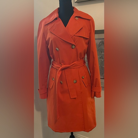 Michael Kors Small Women's Double-Breasted Orange Trench Coat - Picture 1 of 7